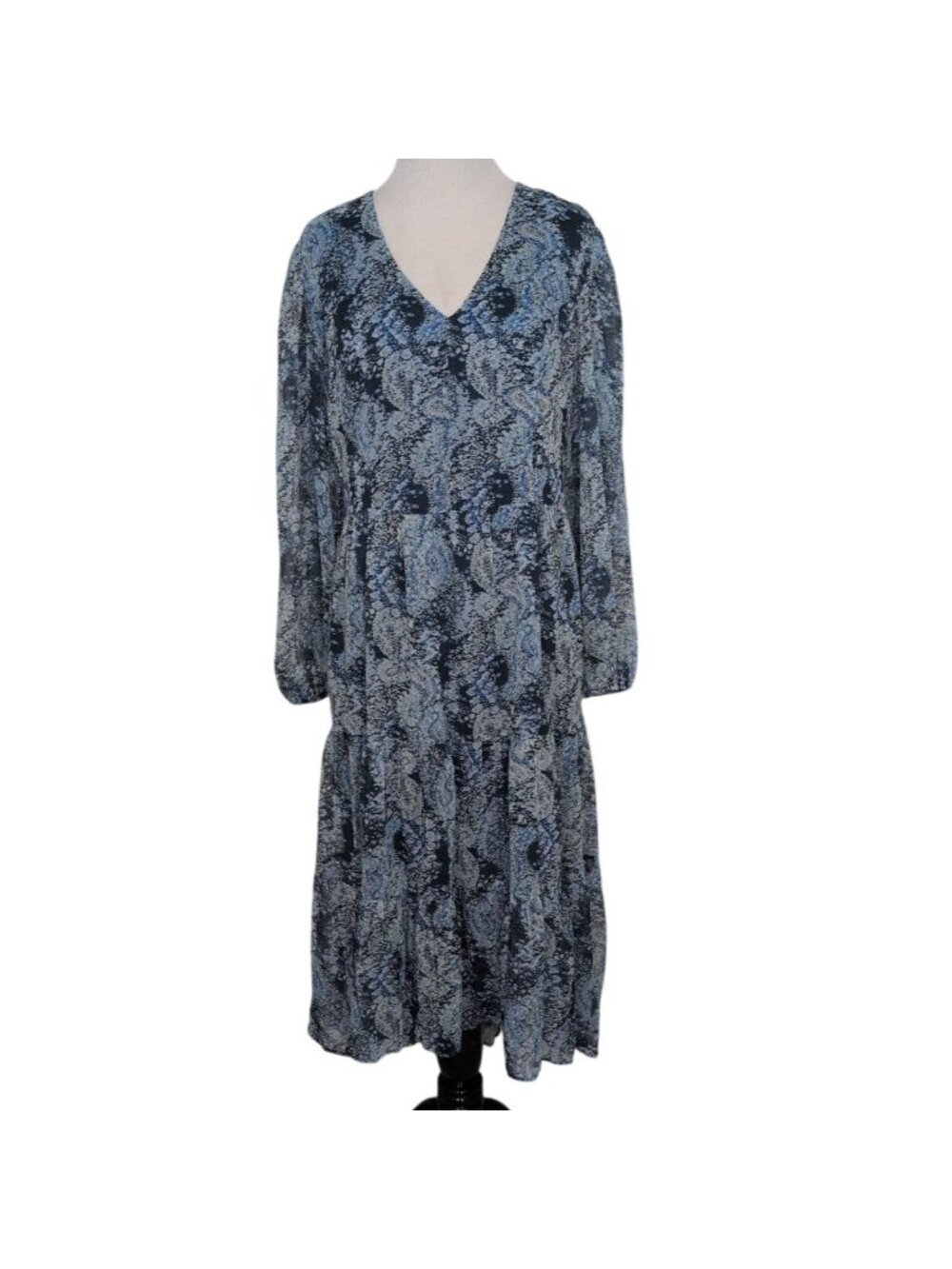 Joie Parisian Paisley Midi Dress Womens Size Small Blue Chiffon Country Tiered
